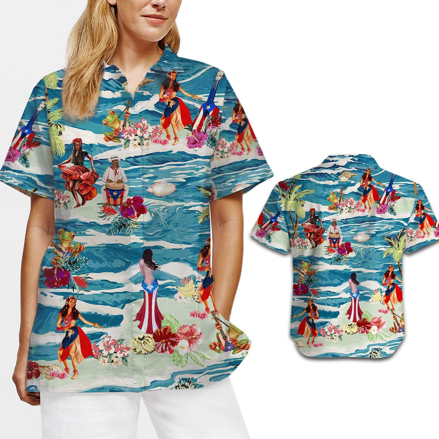 Beach Shirt Puerto Rico Retro Vintage Women Hawaiian Shirt For Puerto Ricans