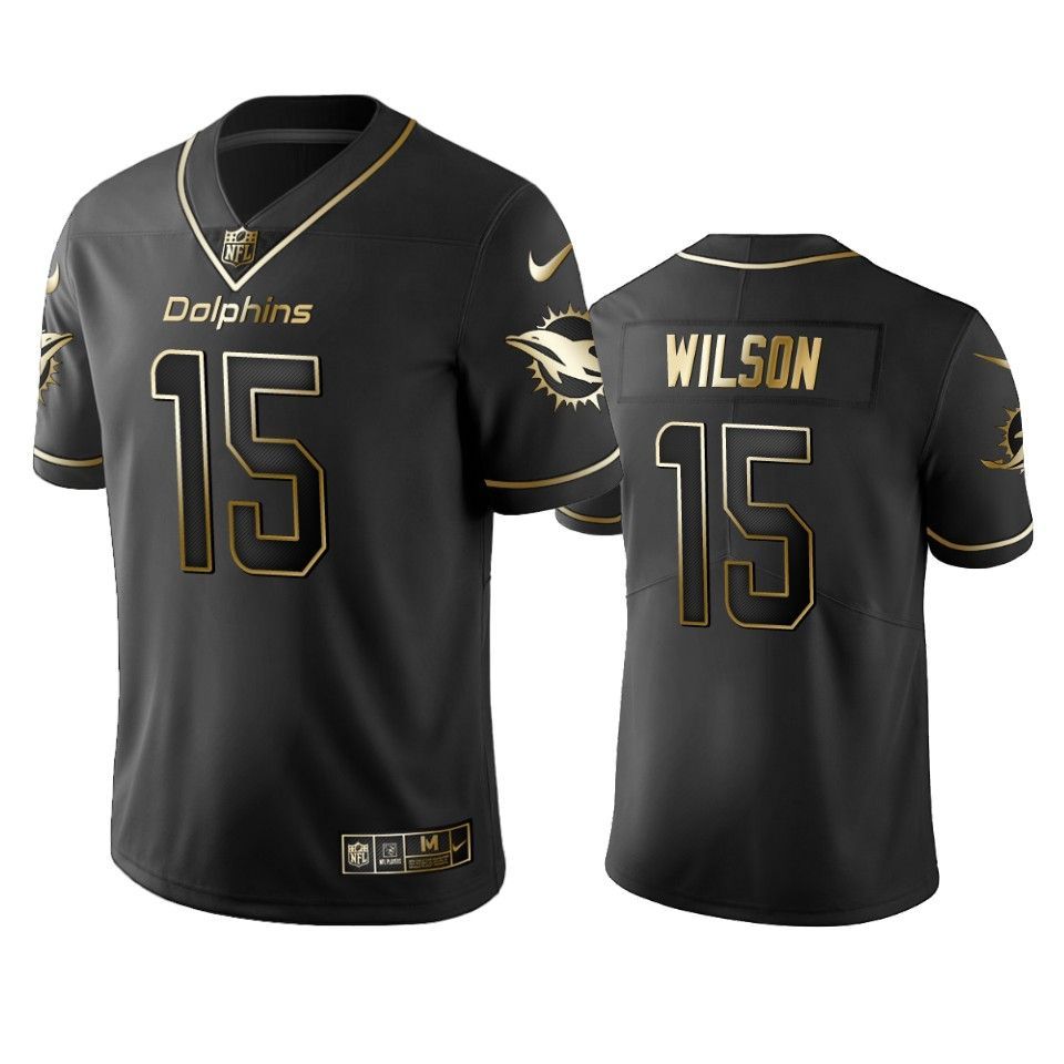 Dolphins 15 Albert Wilson Black Golden Edition Vapor Untouchable Limited Mens Jersey