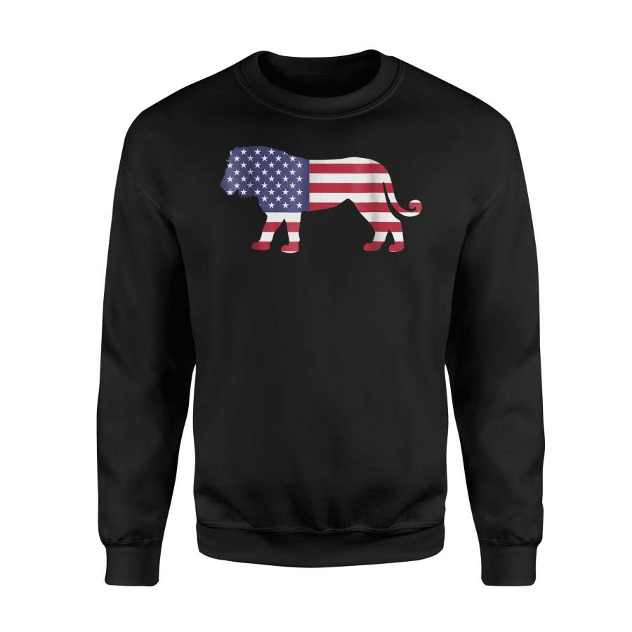 4th Of July American Flag Lion Cat Animal Red White And Blue Sweatshirt