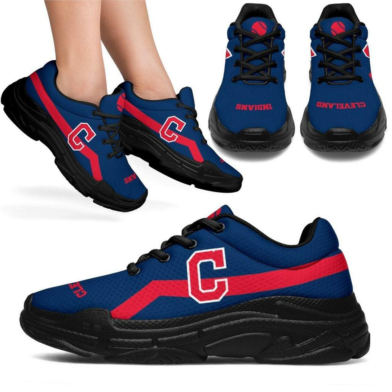 Cleveland Indians Sneakers With Line Shoes Edition Chunky Sneaker Running Shoes For Men, Women Shoes15834