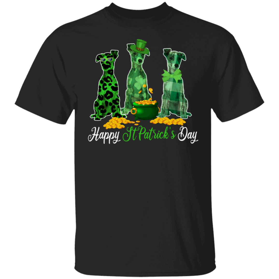 St Patrick’S Day Dog Shirt Happy St Patrick’S Day Funny St Patrick’S Day Whippet Dog Green Leopard Plaid Gifts T-Shirt