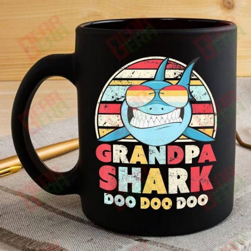 Vintage Retro Grandpa Shark Doo Doo Doo Coffee Mug Mens Custom Father’s Day Mother’s Day Gift Idea GE973