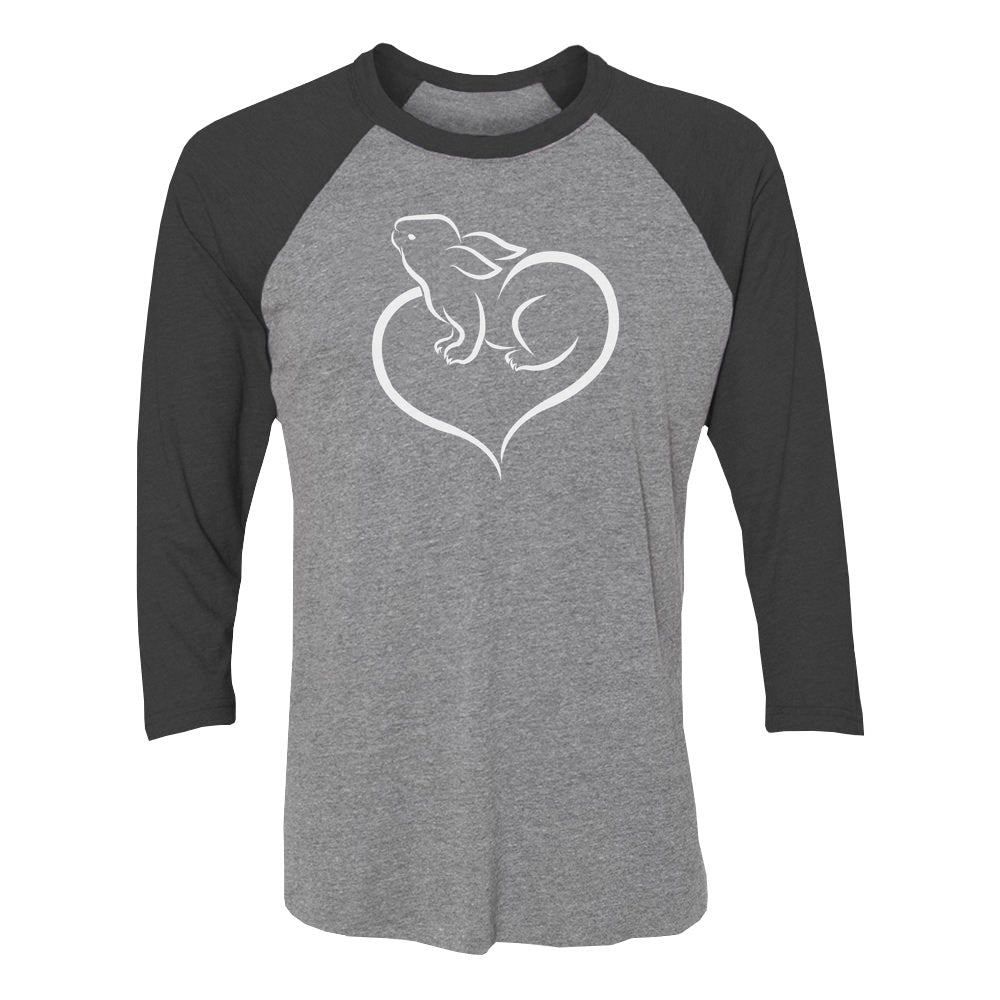 Love Heart Bunny 3/4 Women Sleeve Baseball Jersey Shirt