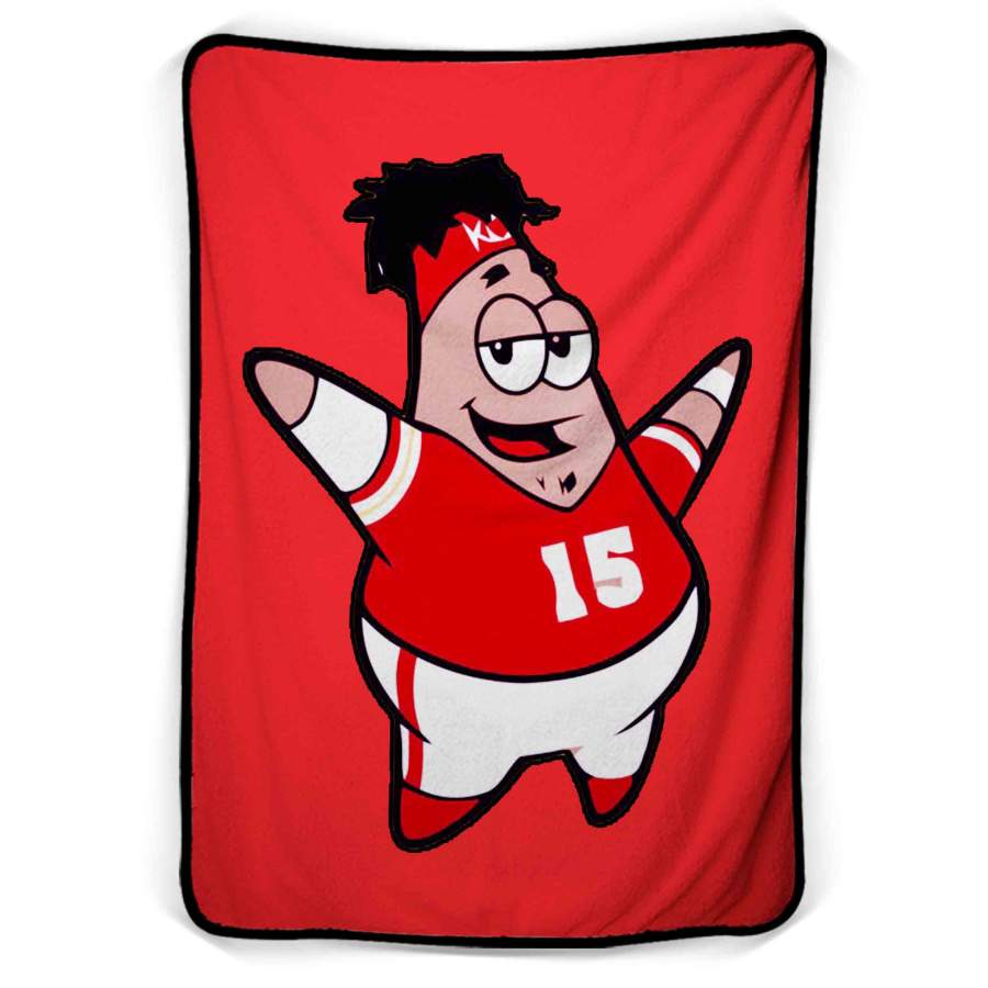 Patrick Star Mahomes Funny Kansas City Spongebob Parody Fleece Blanket