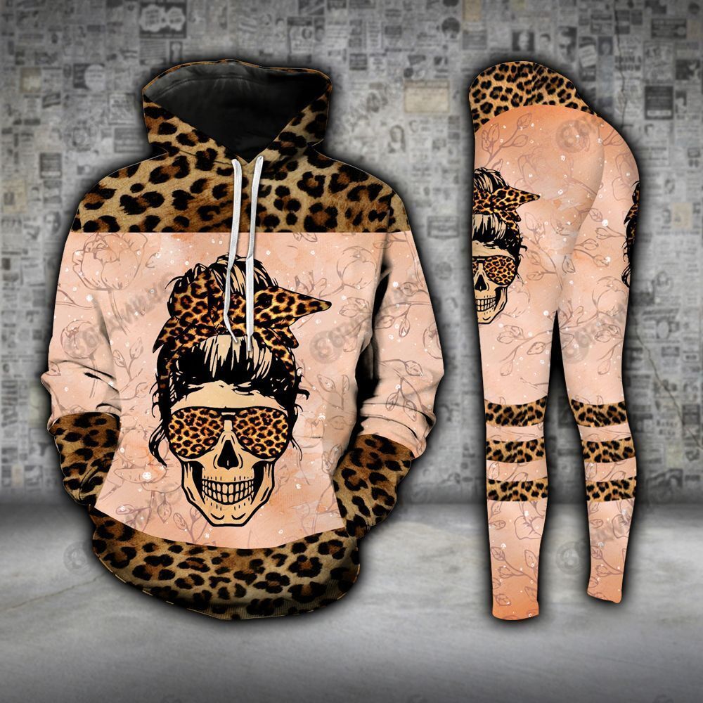 Skull Leopard Legging and Hoodie Set