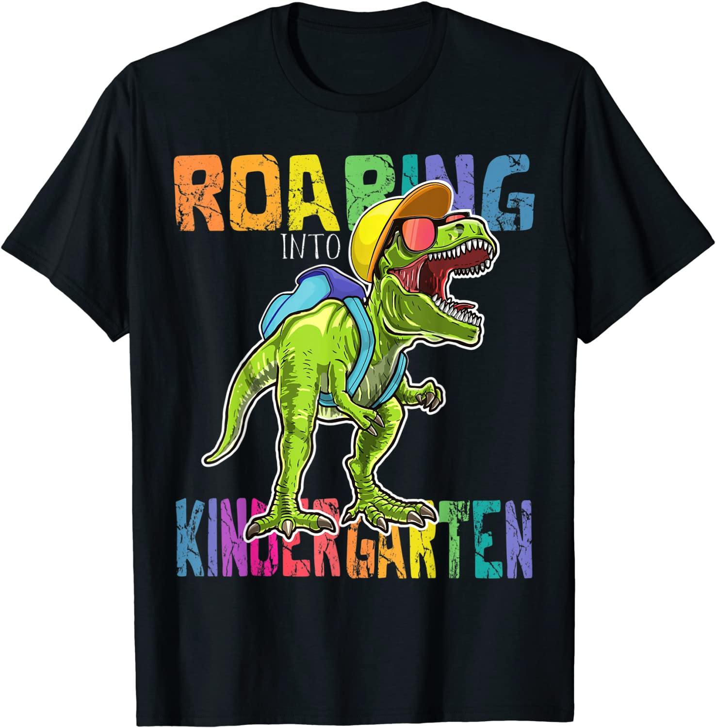 Roaring Kindergarten Dinosaur T Rex Back To School Boys Gift T-Shirt