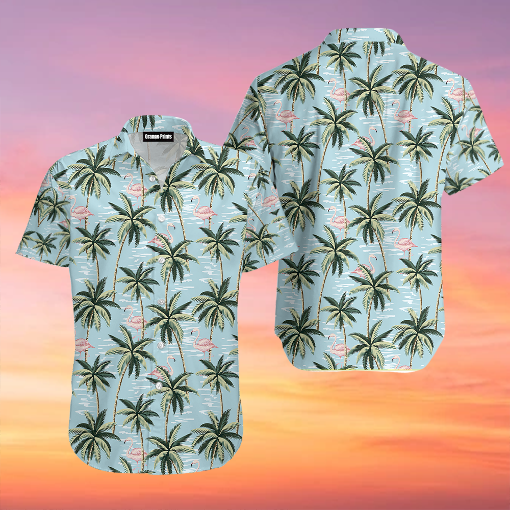 Flamingo And Palm Tree Aloha Hawaii Shirts For Men Women Ha24765