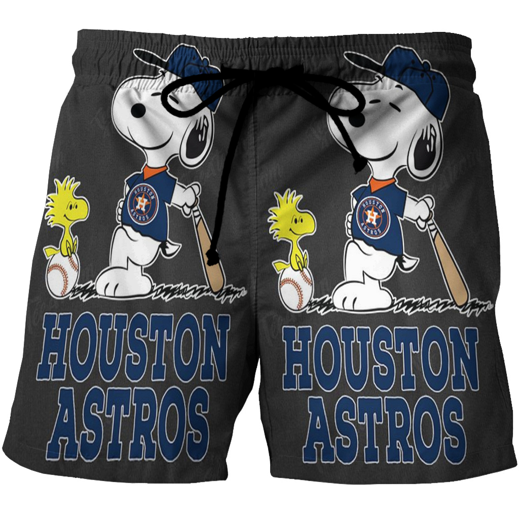 Houston Astros Snoopy And Woodstock 3D All Over Print Summer Beach Hawaiian Short