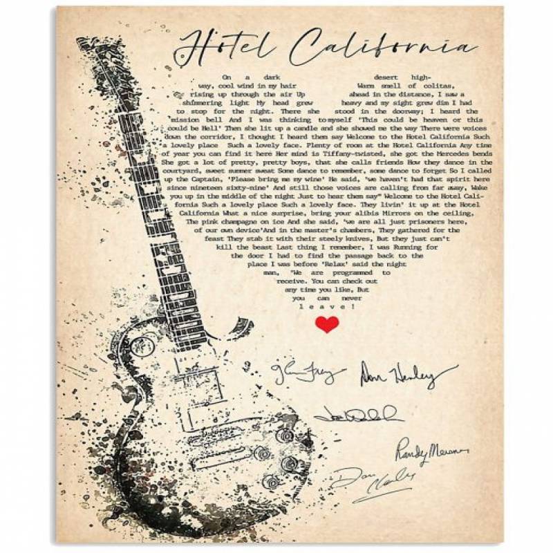 Eagles Hotel California Lyrics Poster Poster Art Design Eagles Hotel California Lyrics Poster Poster Art Design