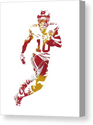 Tyreek Hill Kansas City Chiefs Watercolor Strokes Pixel Art 1 Joe Hamilton Canvas Print