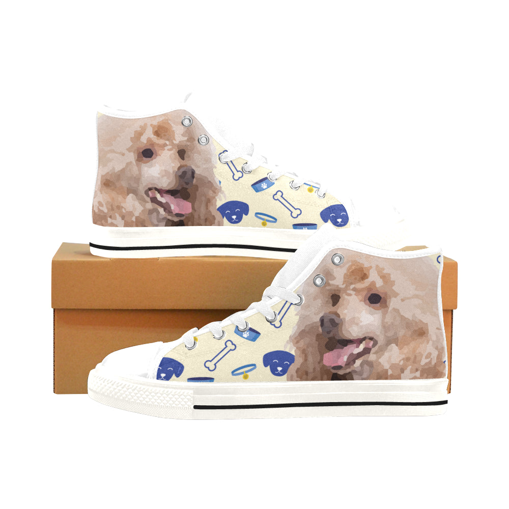 Poodle Dog White Men’s Classic High Top Canvas Shoes /Large Size