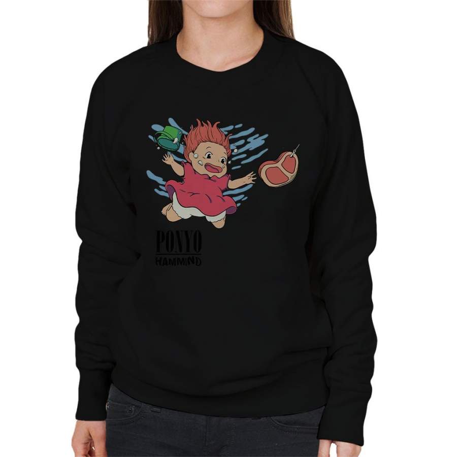 Ponyo Hammind Nevermind Nirvana Cover Women’s Sweatshirt