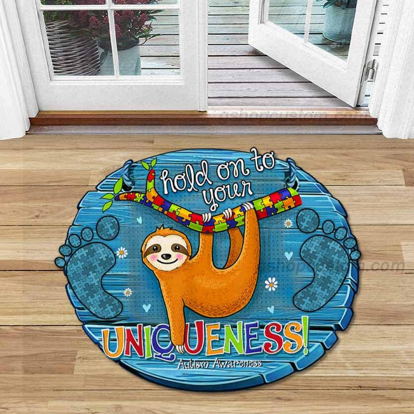 Funny Sloth Autism Awareness Shaped Doormat Carpet – Sloth Hold On To Your Uniqueness 3D Rug Doormat Decor Home – Sdm-A0076