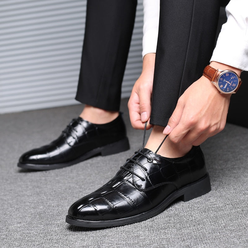 Men’S Casual Formal Shoes Crocodile Pattern Men Oxfords Shoes Formal Wedding Party