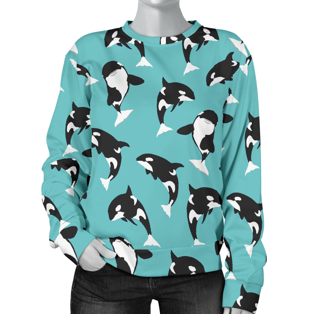 Whale Action Design Themed Print Women Long Sleeve Sweatshirt