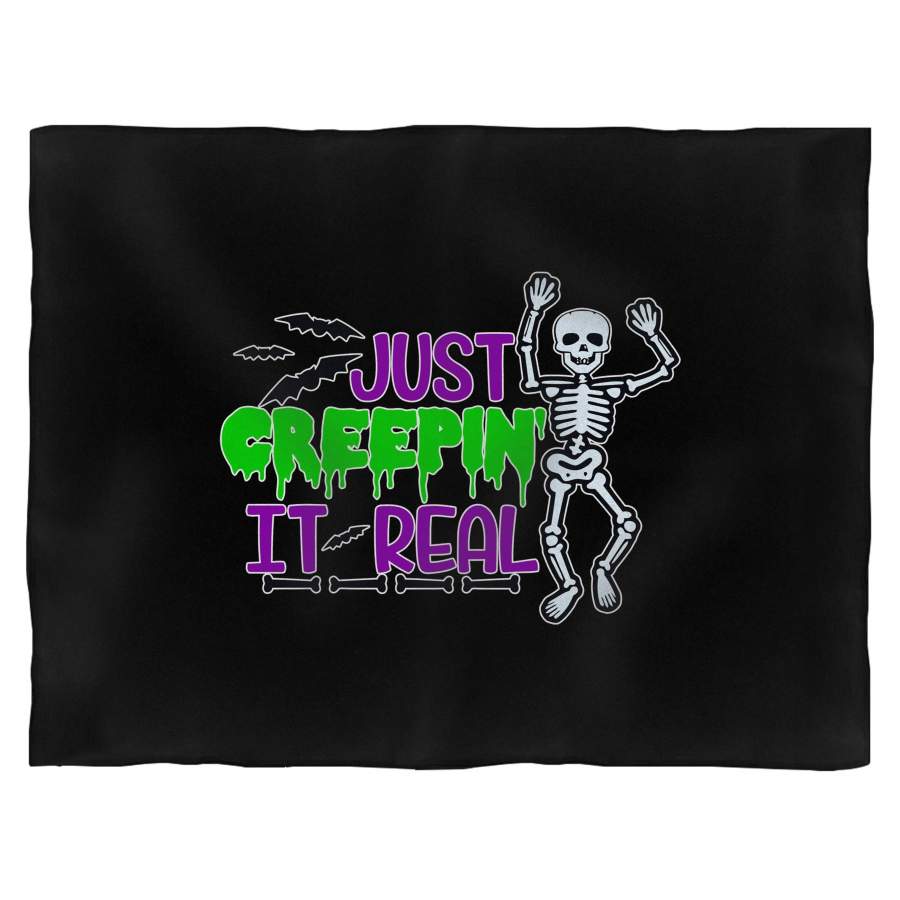 Just Creepin It Real Skeleton Halloween Blanket