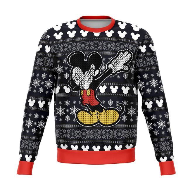 Unifinz Dn Christmas Sweater Dabbing Mk Mouse Christmas Black Ugly Sweater 2022