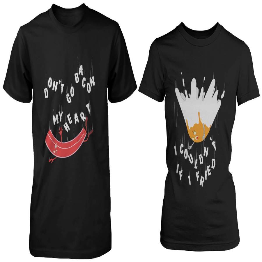 Bacon and Egg “Falling on the Frying Pan” Couple T-shirts – Matching Shirts