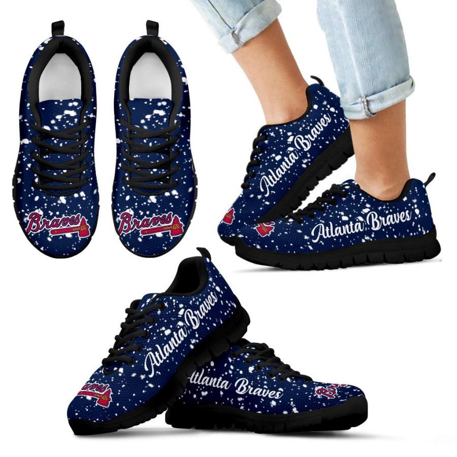 Christmas Snowing Incredible Pattern Atlanta Braves Sneakers