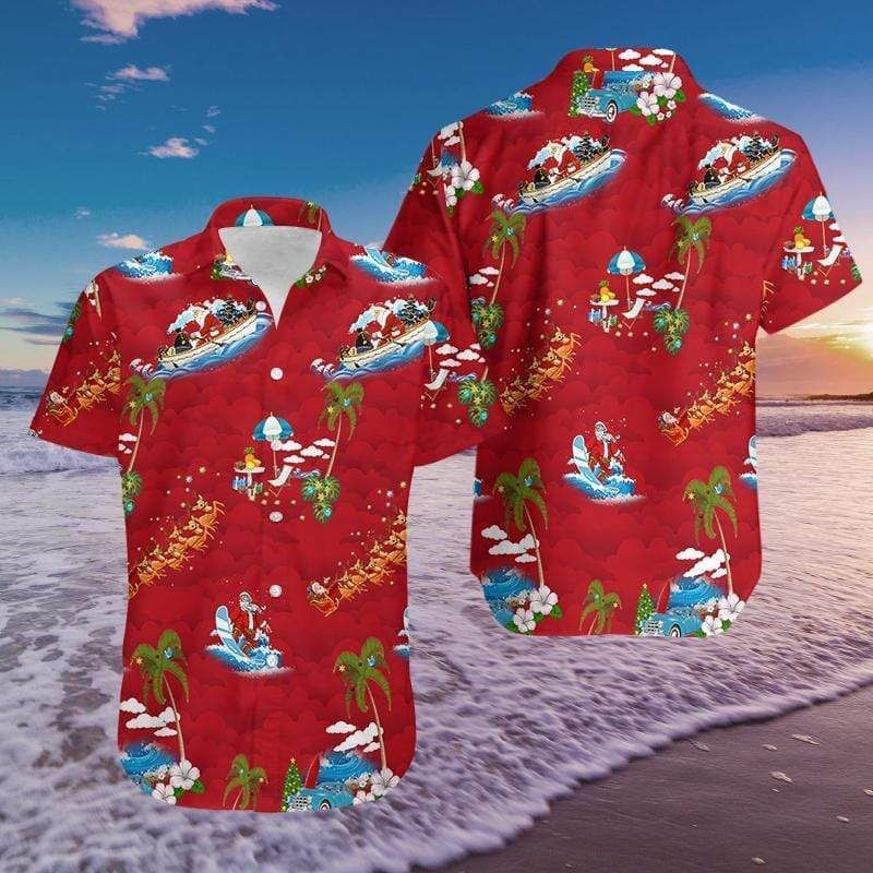 Get Now Merry Christmas Santa Claus Red Hawaii Aloha Shirts Ha103035