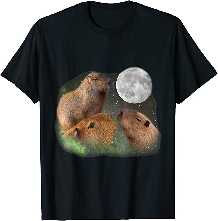 Three Moon Capybaras Funny Cute Animal T-Shirt