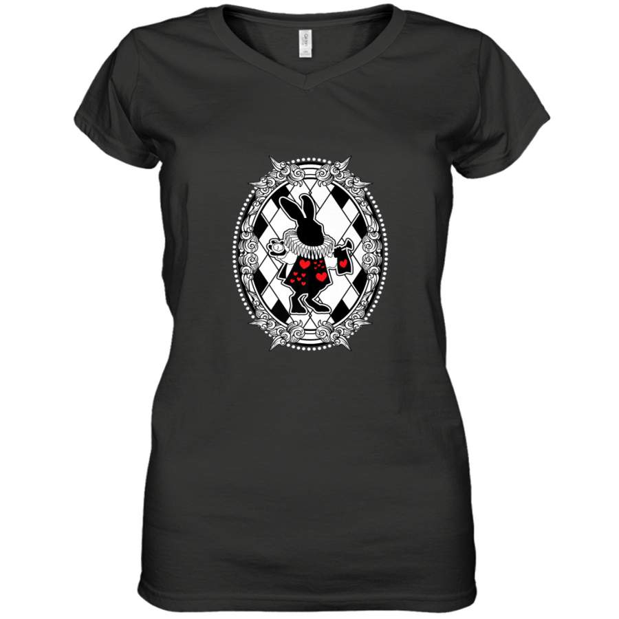 White Rabbit Wonderland Animal Rabbithole shirt Women’s V-Neck T-Shirt