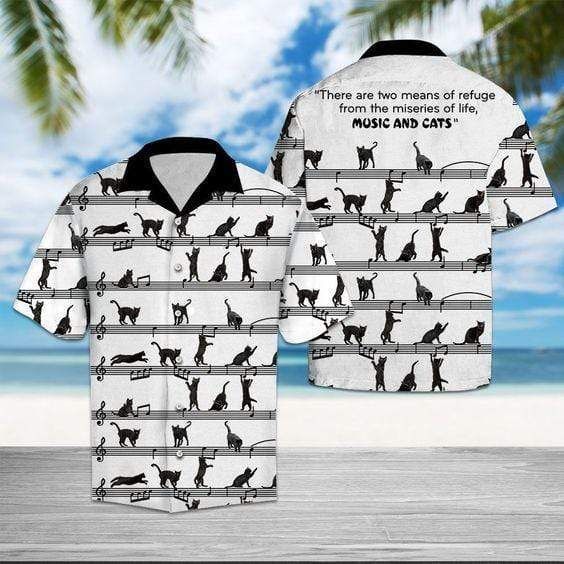 Buy Hawaii Aloha Shirts Music And Cat Ha18902