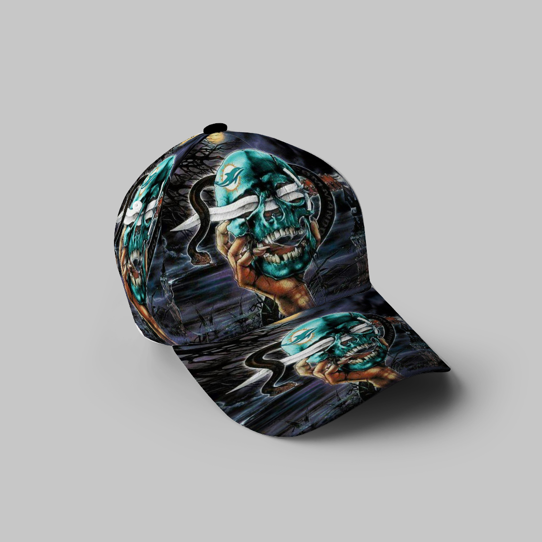 Miami Dolphins Skull Art 1 3D Printing Baseball Cap Classic Hat