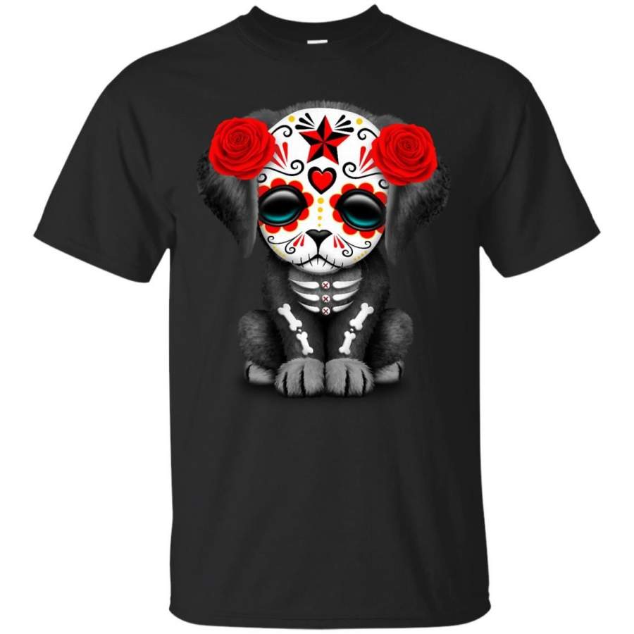 DAY OF THE DEAD – Cute Red Day of the Dead Puppy Dog T Shirt & Hoodie