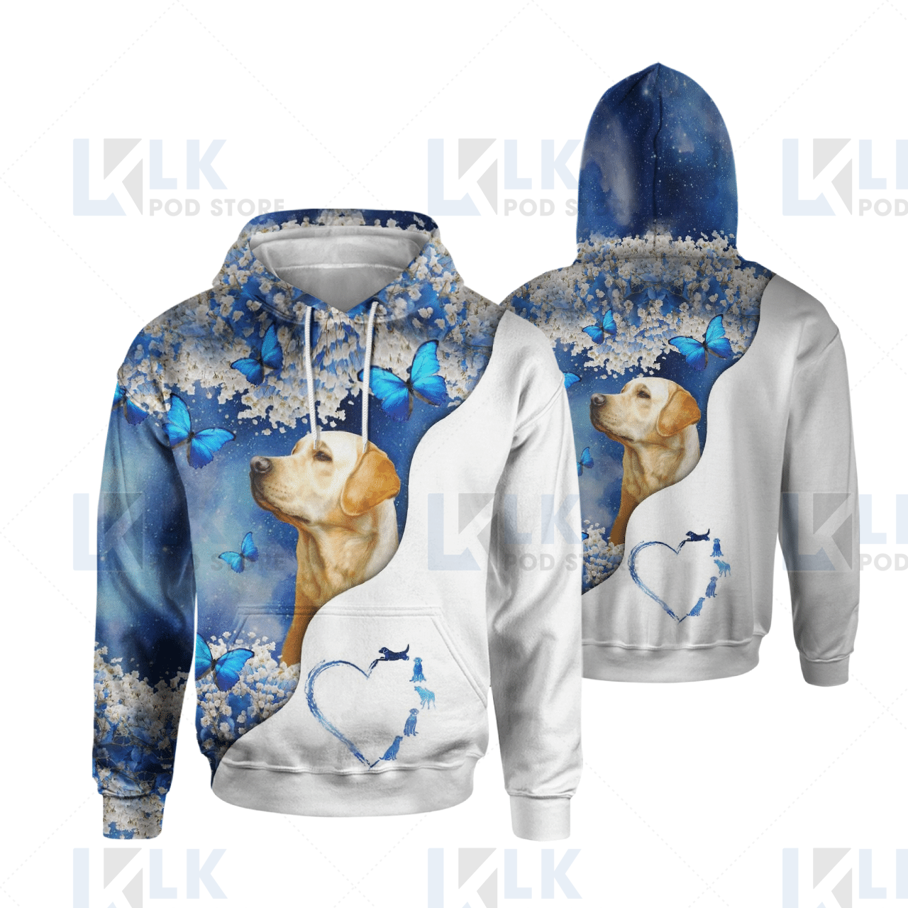 LABRADOR – HOODIE Blue Butterfly [ID3-P]