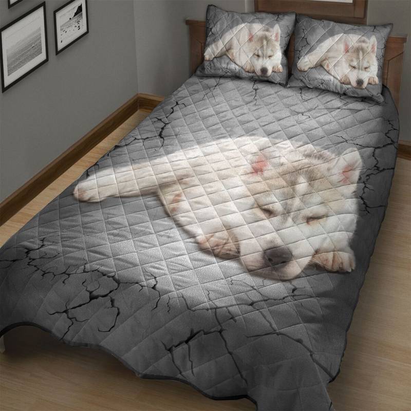 Cute Puppy Siberian husky H7515 – Quilt Bedding Set