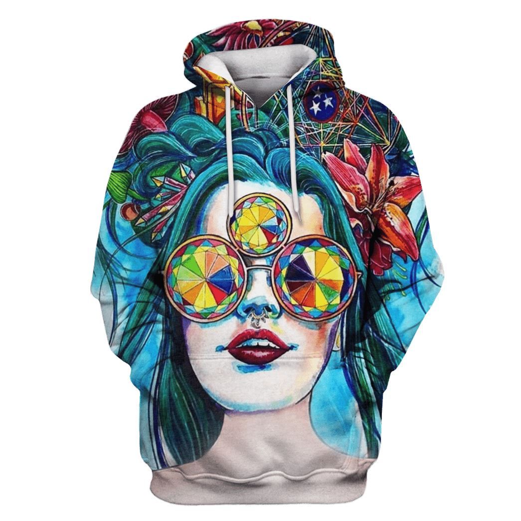 Gearhumans Hippie Beautiful Personality Wonman Custom T-Shirt – Hoodies Apparel