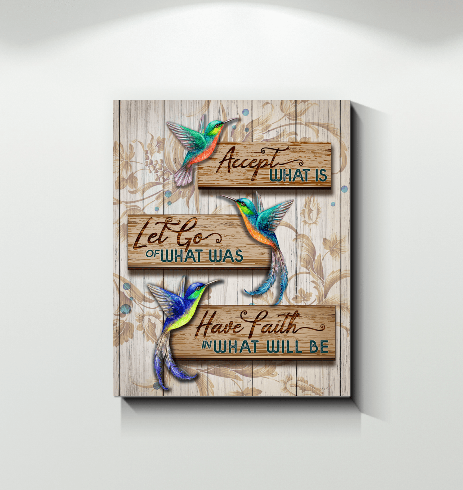 Wall Art For Living Room Gift Ideas For New Home Or Home Decor Wall Art, Matte | Hummingbird Accept What Is Wooden Motivational Canvas Wall Art