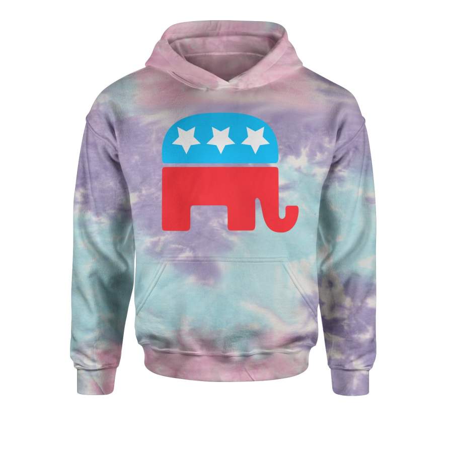 Republican Party Elephant Logo Tie-Dye Youth-Sized Hoodie