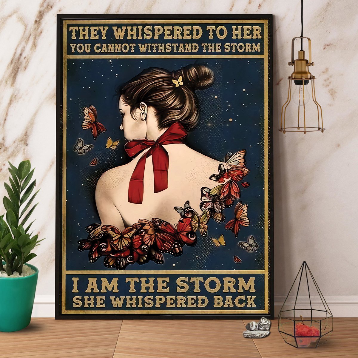 Charming Girl & Butterfly They Whispered To Her You Cannot Withstand The Storm Paper Vintage  Full Size Poster No Frame