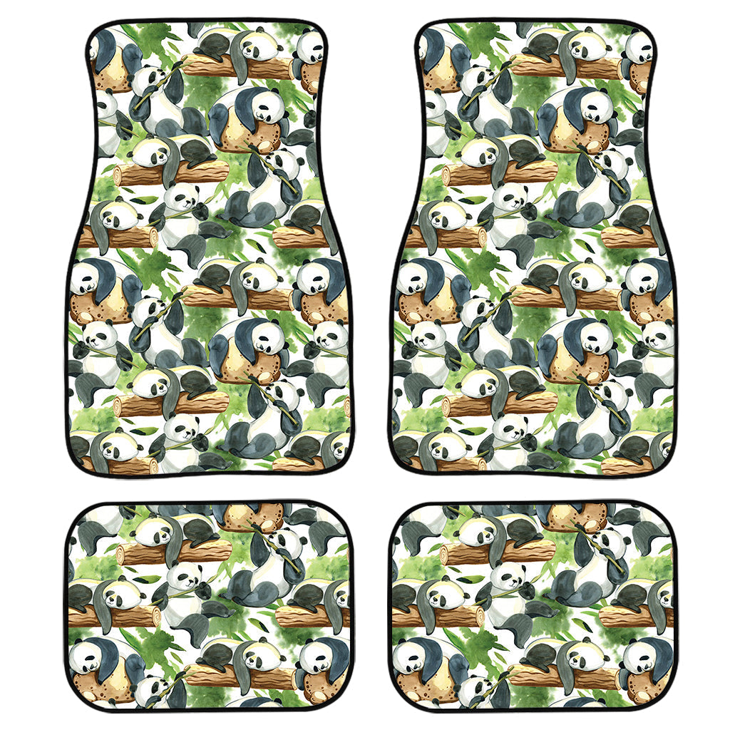 Watercolor Panda Bear Pattern Print Front And Back Car Floor Mats, Front Car Mat