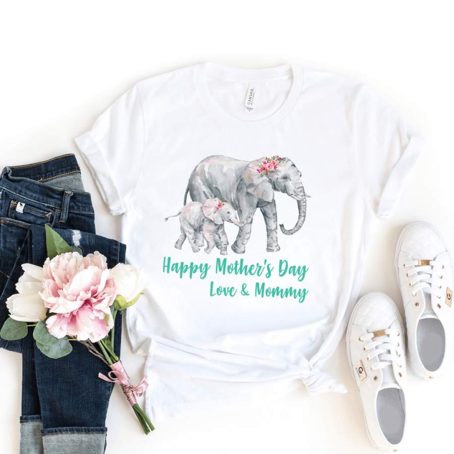 Our First Mothers Day Shirts Matching Mom and Baby Bodysuit, Mother Day Shirt, Baby and Mama Elephant Mommy and Me Shirt Set Mama Elephant Baby