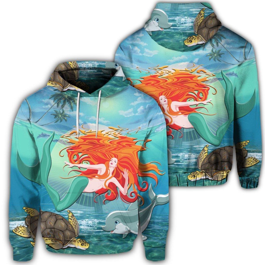 Hawaiian Mermaid Turtle Dolphin Polynesian Hoodie