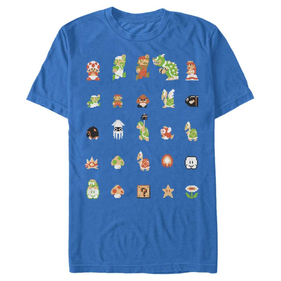 Nintendo Men’s Super Mario Bros Pixel Cast T Shirt