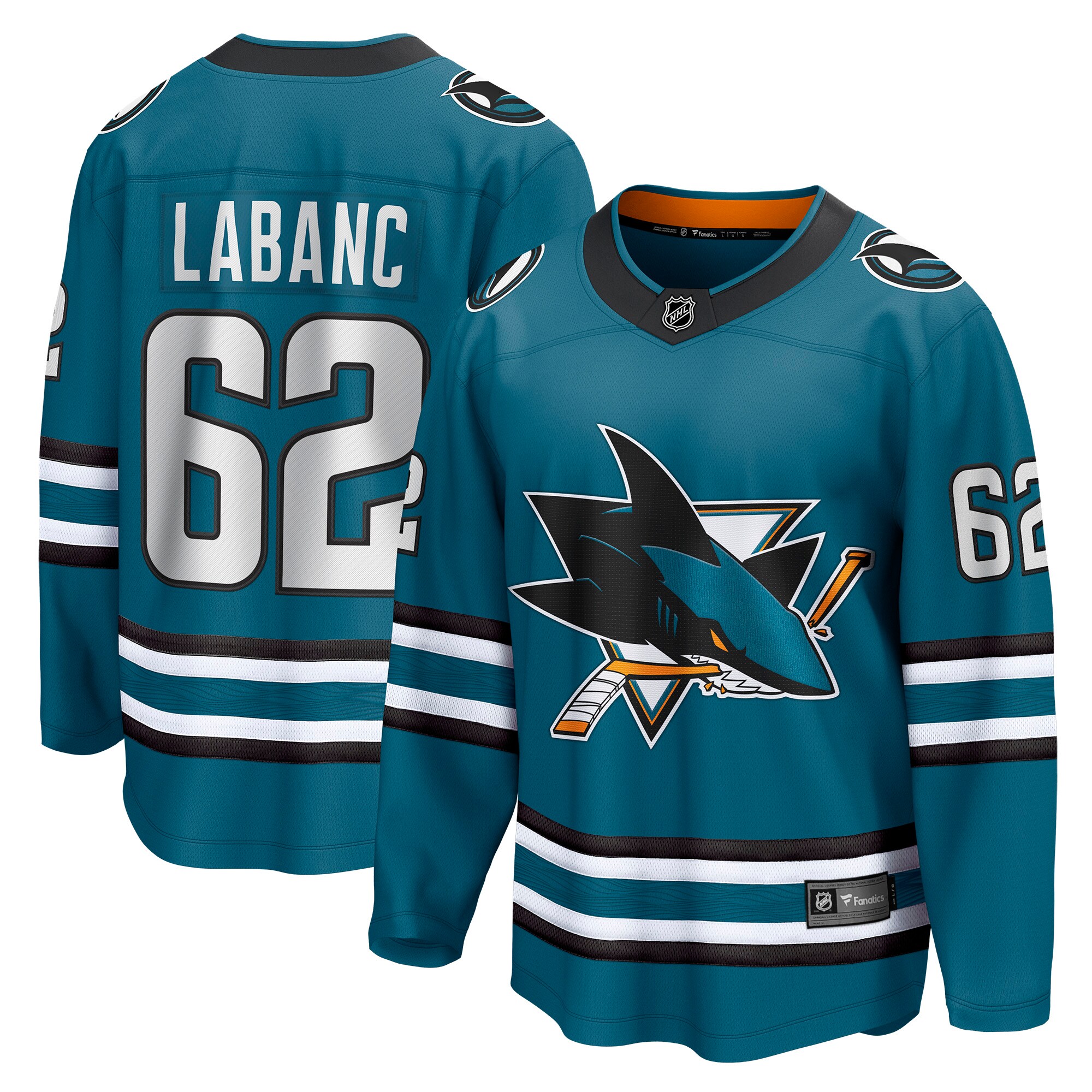 Men's San Jose Sharks Kevin Labanc Teal Home Breakaway Player Jersey