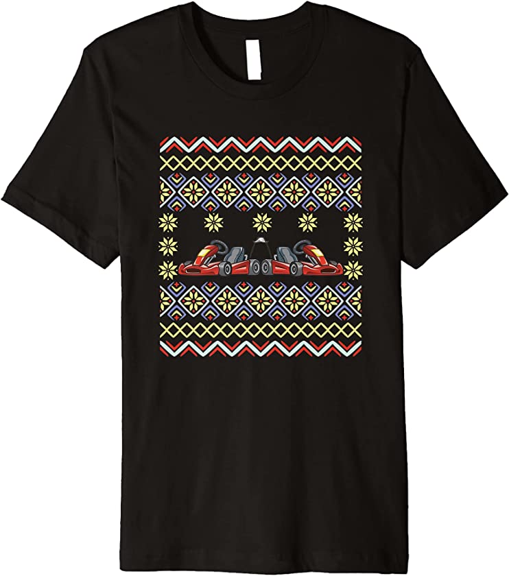 Ugly Christmas Kart Racing Karting Race Santa Claus New Year Premium T-Shirt