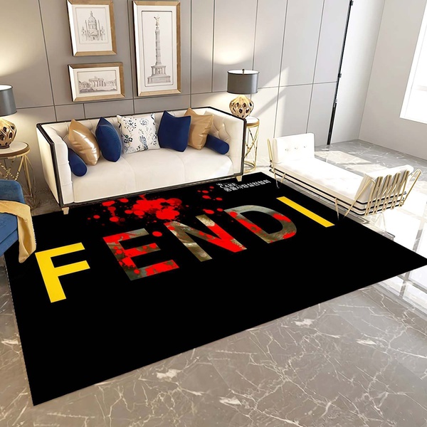 Fendi Logo Area Rug, Hypebeast Living Room Carpet, Fashion Brand Floor Mat