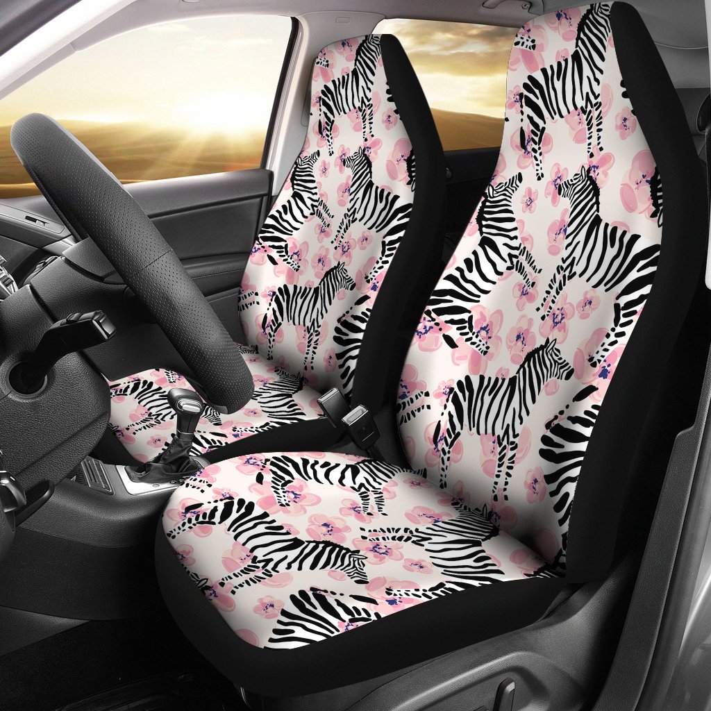 Zebra Pink Flower Background  Universal Fit Car Seat Covers