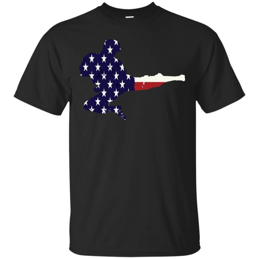 AGR Fabulous Patriotic taekwondo American flag t shirt for 4th of July Cotton t shirt