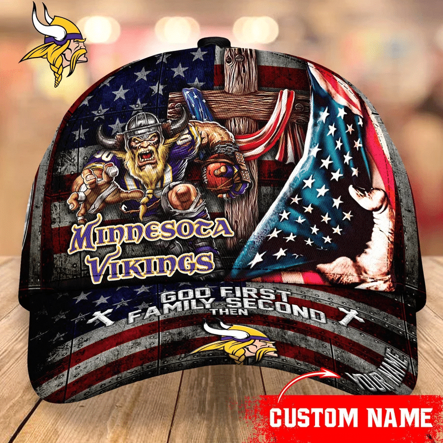 Minnesota Vikings Baseball Caps Mascot Flag Custom Name