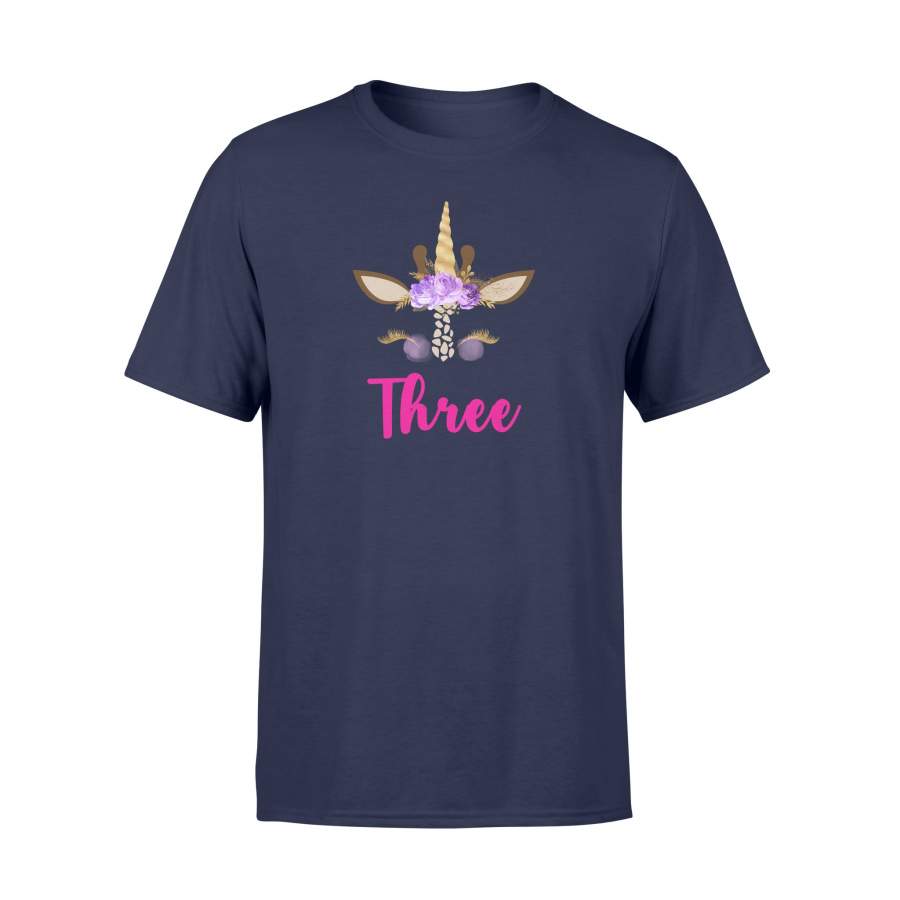 3rd Birthday Cute Unicorn Giraffe T Shirt