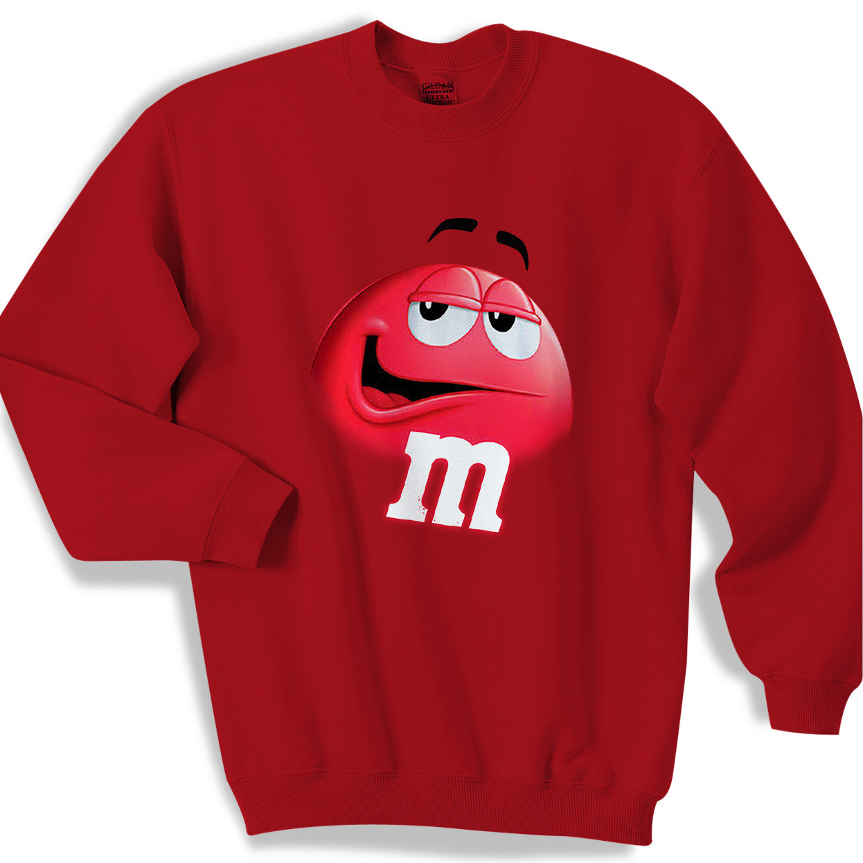 M N M Face Chocolate Candy Red Sweater Sweatshirt