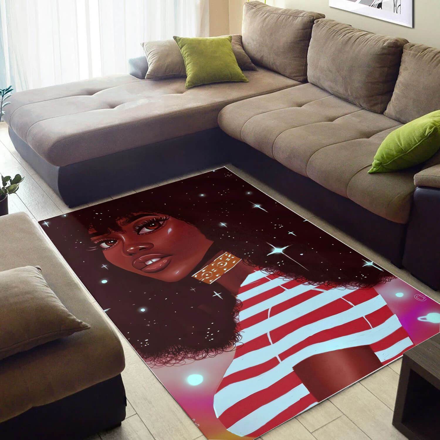 African Area Rug Pretty Black Afro Lady African American Carpet Afrocentric Home Decor Ideas WBG31418