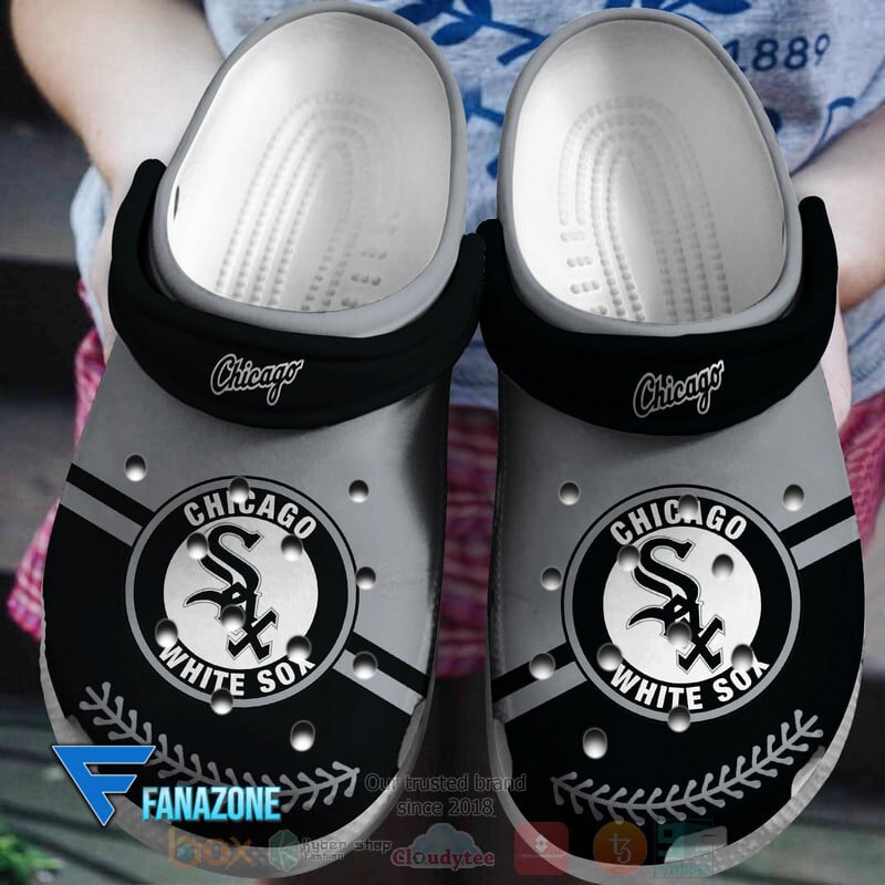 Chicago White Sox Grey-Black MLB Sport Crocs Clogs Crocband Shoes Comfortable For Men Women and Kids