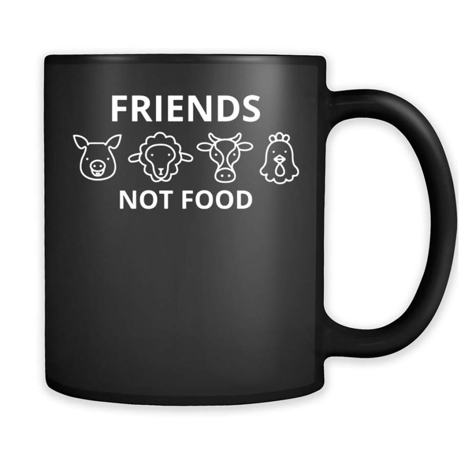 Animal Are Friends Not Food B – Full-Wrap Coffee Black Mug